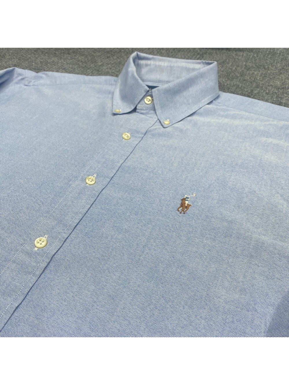 VTG Ralph Lauren Shirt  Button Men 16.5 34/35 Classic Fit Blue Oxford Flesh Pony